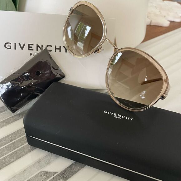 NIB Givenchy GV 7182/G/S Women's Gold Beige Sunglasses - Picture 1 of 9